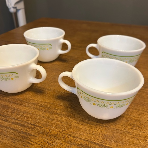 Pyrex Vintage Summer Impressions Sunshine 8oz Floral White and Green Cup Mugs - Picture 8 of 11